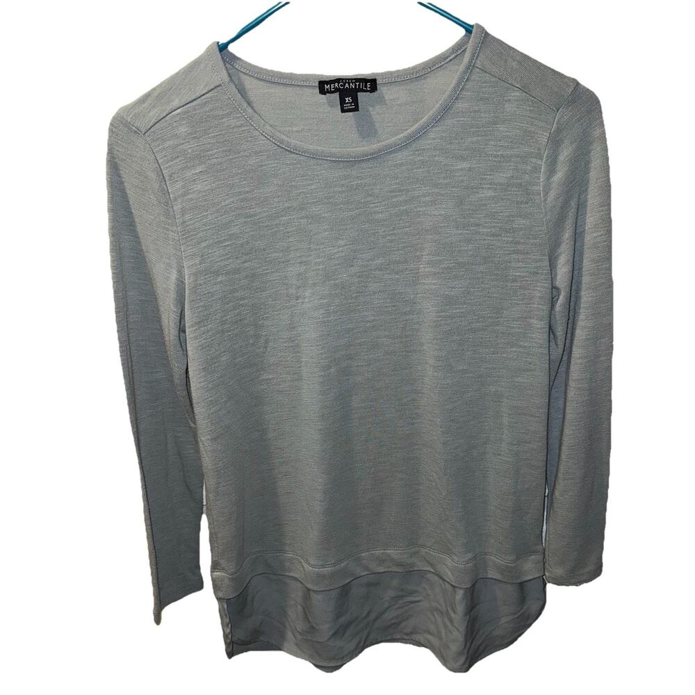 J.Crew Mercantile Women’s XS Sage Green Long Sleeve Comfy Silky Hem Blouse